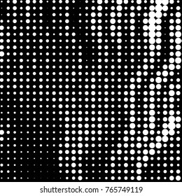 Abstract grunge grid polka dot halftone background pattern. Spotted black and white vector line illustration

