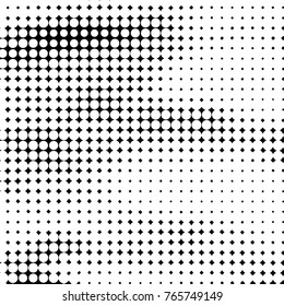 Abstract grunge grid polka dot halftone background pattern. Spotted black and white vector line illustration
