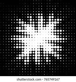Abstract grunge grid polka dot halftone background pattern. Spotted black and white vector line illustration

