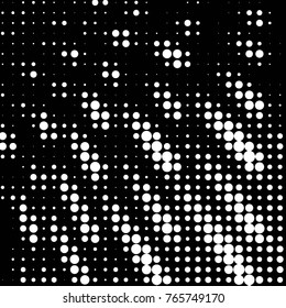 Abstract grunge grid polka dot halftone background pattern. Spotted black and white vector line illustration
