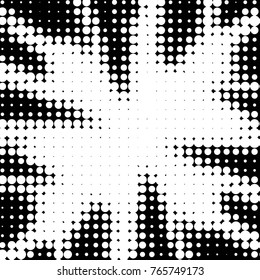 Abstract grunge grid polka dot halftone background pattern. Spotted black and white vector line illustration
