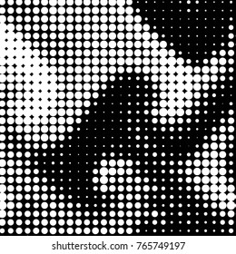Abstract grunge grid polka dot halftone background pattern. Spotted black and white vector line illustration
