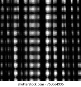 Abstract grunge grid polka dot halftone background pattern. Spotted black and white vector line illustration
