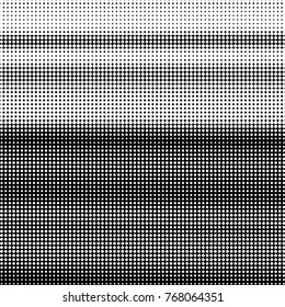 Abstract grunge grid polka dot halftone background pattern. Spotted black and white vector line illustration
