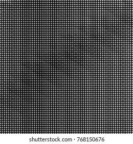 Abstract grunge grid polka dot halftone background pattern. Spotted black and white vector line illustration
