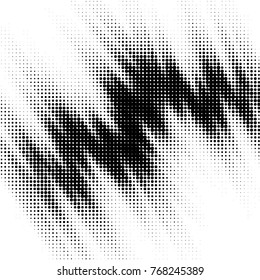 Abstract grunge grid polka dot halftone background pattern. Spotted black and white vector line illustration

