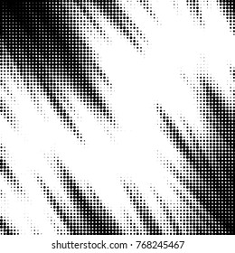 Abstract grunge grid polka dot halftone background pattern. Spotted black and white vector line illustration
