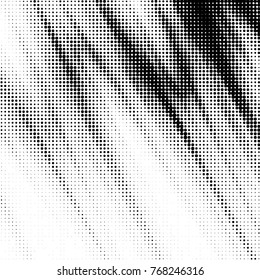 Abstract grunge grid polka dot halftone background pattern. Spotted black and white vector line illustration
