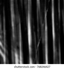 Abstract grunge grid polka dot halftone background pattern. Spotted black and white vector line illustration
