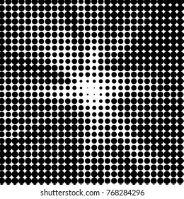 Abstract grunge grid polka dot halftone background pattern. Spotted black and white vector line illustration
