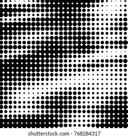 Abstract grunge grid polka dot halftone background pattern. Spotted black and white vector line illustration
