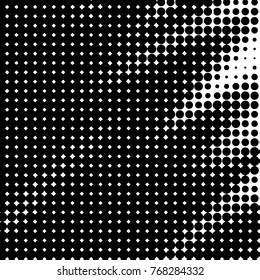 Abstract grunge grid polka dot halftone background pattern. Spotted black and white vector line illustration
