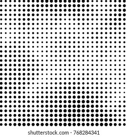 Abstract grunge grid polka dot halftone background pattern. Spotted black and white vector line illustration
