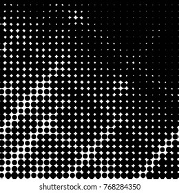 Abstract grunge grid polka dot halftone background pattern. Spotted black and white vector line illustration
