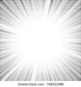 Abstract grunge grid polka dot halftone background pattern. Spotted black and white vector line illustration
