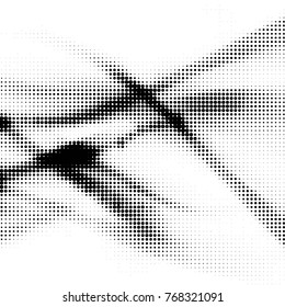 Abstract grunge grid polka dot halftone background pattern. Spotted black and white vector line illustration
