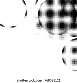 Abstract grunge grid polka dot halftone background pattern. Spotted black and white vector line illustration

