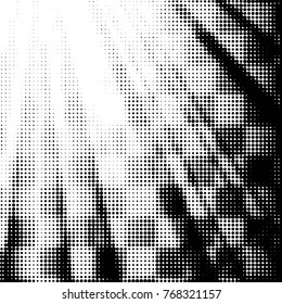 Abstract grunge grid polka dot halftone background pattern. Spotted black and white vector line illustration
