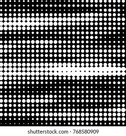 Abstract grunge grid polka dot halftone background pattern. Spotted black and white vector line illustration
