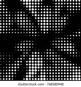 Abstract grunge grid polka dot halftone background pattern. Spotted black and white vector line illustration
