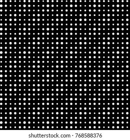 Abstract grunge grid polka dot halftone background pattern. Spotted black and white vector line illustration
