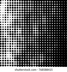 Abstract grunge grid polka dot halftone background pattern. Spotted black and white vector line illustration
