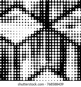 Abstract grunge grid polka dot halftone background pattern. Spotted black and white vector line illustration
