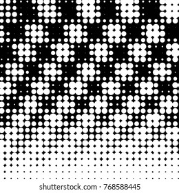 Abstract grunge grid polka dot halftone background pattern. Spotted black and white vector line illustration
