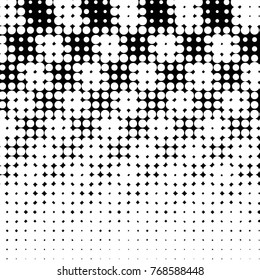 Abstract grunge grid polka dot halftone background pattern. Spotted black and white vector line illustration
