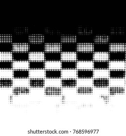 Abstract grunge grid polka dot halftone background pattern. Spotted black and white vector line illustration
