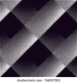 Abstract grunge grid polka dot halftone background pattern. Spotted black and white vector line illustration
