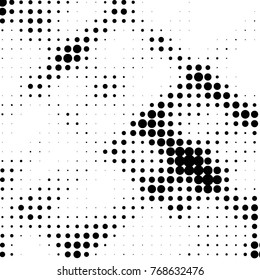 Abstract grunge grid polka dot halftone background pattern. Spotted black and white vector line illustration
