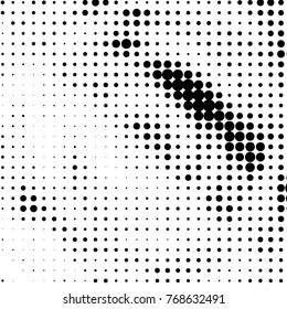 Abstract grunge grid polka dot halftone background pattern. Spotted black and white vector line illustration
