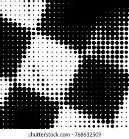 Abstract grunge grid polka dot halftone background pattern. Spotted black and white vector line illustration
