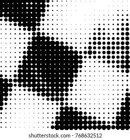 Abstract grunge grid polka dot halftone background pattern. Spotted black and white vector line illustration
