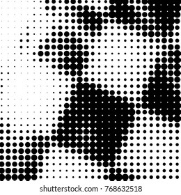 Abstract grunge grid polka dot halftone background pattern. Spotted black and white vector line illustration
