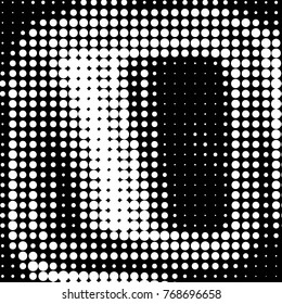 Abstract grunge grid polka dot halftone background pattern. Spotted black and white vector line illustration

