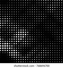 Abstract grunge grid polka dot halftone background pattern. Spotted black and white vector line illustration
