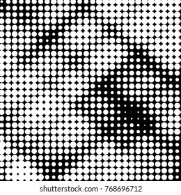 Abstract grunge grid polka dot halftone background pattern. Spotted black and white vector line illustration
