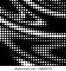 Abstract grunge grid polka dot halftone background pattern. Spotted black and white vector line illustration
