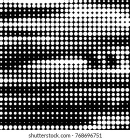 Abstract grunge grid polka dot halftone background pattern. Spotted black and white vector line illustration

