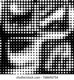 Abstract grunge grid polka dot halftone background pattern. Spotted black and white vector line illustration
