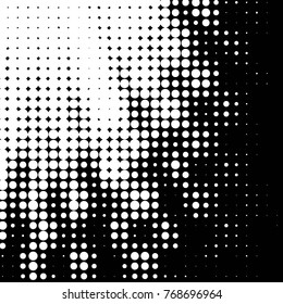 Abstract grunge grid polka dot halftone background pattern. Spotted black and white vector line illustration
