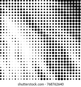 Abstract grunge grid polka dot halftone background pattern. Spotted black and white vector line illustration
