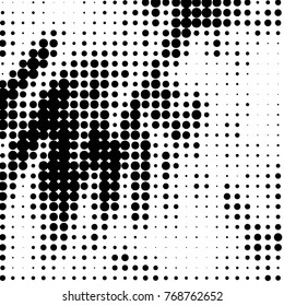 Abstract grunge grid polka dot halftone background pattern. Spotted black and white vector line illustration
