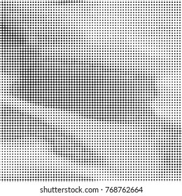 Abstract grunge grid polka dot halftone background pattern. Spotted black and white vector line illustration
