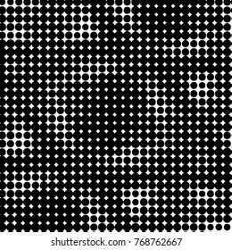Abstract grunge grid polka dot halftone background pattern. Spotted black and white vector line illustration
