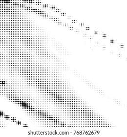 Abstract grunge grid polka dot halftone background pattern. Spotted black and white vector line illustration
