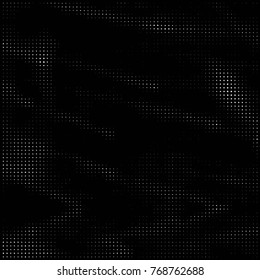 Abstract grunge grid polka dot halftone background pattern. Spotted black and white vector line illustration
