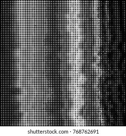 Abstract grunge grid polka dot halftone background pattern. Spotted black and white vector line illustration
